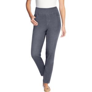 Woman Within Plus Size Slim-Leg Pull-On Gap-Free Stretch-Denim Jeans(Stonewash Sanded)