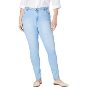 Woman Within Plus Size Slim-Leg Stretch Comfort Denim Five-Pocket Jeans(Light Wash)