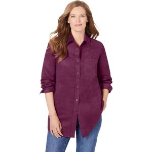 Woman Within Plus Size Soft Faux Suede Shirt(Deep Claret)