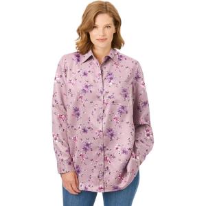 Woman Within Plus Size Soft Faux Suede Shirt(Dusty Pink Pretty Floral)