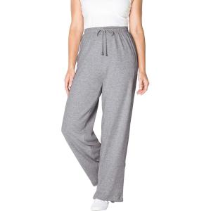Woman Within Plus Size Sport Knit Straight-Leg Pull-On Pants(Heather Grey)