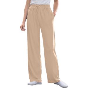 Woman Within Plus Size Sport Knit Straight-Leg Pull-On Pants(New Khaki)