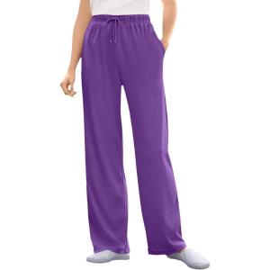 Woman Within Plus Size Sport Knit Straight-Leg Pull-On Pants(Purple Orchid)