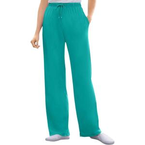 Woman Within Plus Size Sport Knit Straight-Leg Pull-On Pants(Waterfall)