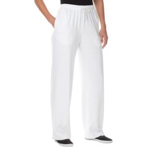 Woman Within Plus Size Sport Knit Straight-Leg Pull-On Pants(White)