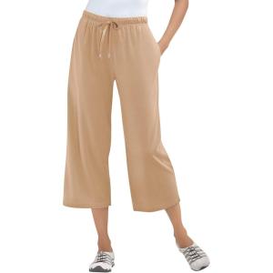 Woman Within Plus Size Sport-Knit Pull-On Capri Pants(New Khaki)