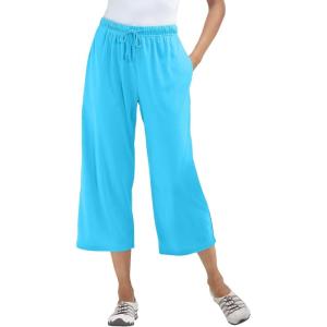 Woman Within Plus Size Sport-Knit Pull-On Capri Pants(Paradise Blue)