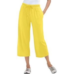 Woman Within Plus Size Sport-Knit Pull-On Capri Pants(Primrose Yellow)