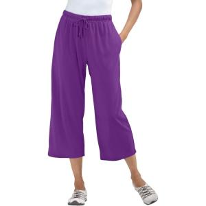 Woman Within Plus Size Sport-Knit Pull-On Capri Pants(Purple Orchid)
