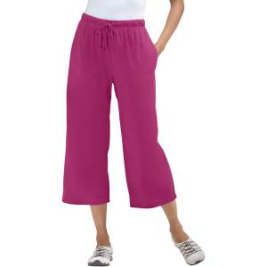 Woman Within Plus Size Sport-Knit Pull-On Capri Pants(Raspberry)