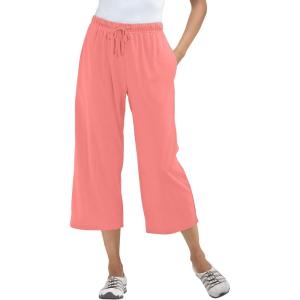 Woman Within Plus Size Sport-Knit Pull-On Capri Pants(Sweet Coral)