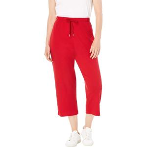 Woman Within Plus Size Sport-Knit Pull-On Capri Pants(Vivid Red)