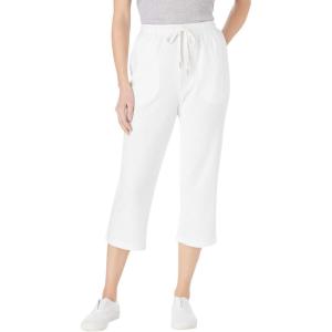 Woman Within Plus Size Sport-Knit Pull-On Capri Pants(White)