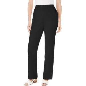 Woman Within Plus Size Straight Leg Linen Pant(Black)