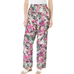 Woman Within Plus Size Straight Leg Linen Pant(New Khaki Palm Leaf)