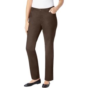Woman Within Plus Size Straight-Leg Stretch Comfort Denim Five-Pocket Jeans(Chocolate)
