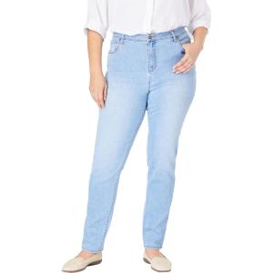 Woman Within Plus Size Straight-Leg Stretch Comfort Denim Five-Pocket Jeans(Light Wash)