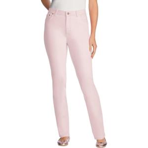 Woman Within Plus Size Straight-Leg Stretch Denim Five-Pocket Jeans(Delicate Pink)