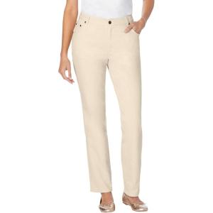 Woman Within Plus Size Straight-Leg Stretch Denim Five-Pocket Jeans(Natural Khaki)