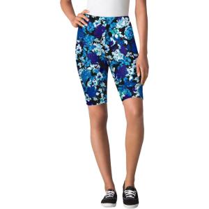 Woman Within Plus Size Stretch Cotton Bike Short(Black Watercolor Flowers)