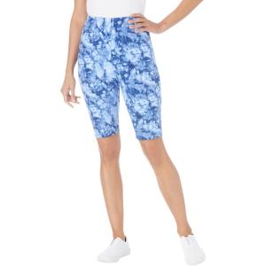 Woman Within Plus Size Stretch Cotton Bike Short(Blue Tie Dye)