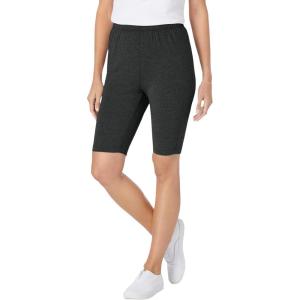 Woman Within Plus Size Stretch Cotton Bike Short(Heather Charcoal)