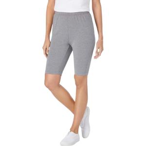 Woman Within Plus Size Stretch Cotton Bike Short(Medium Heather Grey)