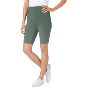 Woman Within Plus Size Stretch Cotton Bike Short(Pine)