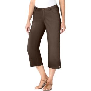 Woman Within Plus Size Stretch Denim Five-Pocket Capri Jeans(Chocolate)
