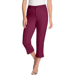 Woman Within Plus Size Stretch Denim Five-Pocket Capri Jeans(Deep Claret)