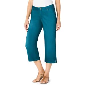 Woman Within Plus Size Stretch Denim Five-Pocket Capri Jeans(Deep Teal)
