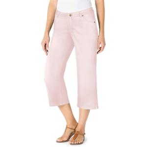 Woman Within Plus Size Stretch Denim Five-Pocket Capri Jeans(Delicate Pink)