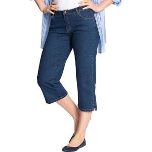 Woman Within Plus Size Stretch Denim Five-Pocket Capri Jeans(Indigo)