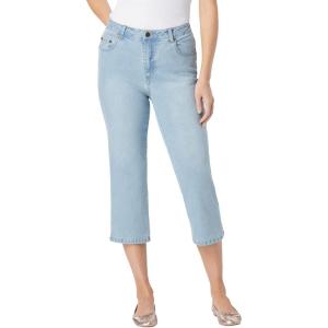 Woman Within Plus Size Stretch Denim Five-Pocket Capri Jeans(Light Wash Sanded)