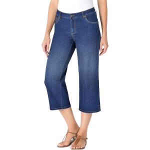 Woman Within Plus Size Stretch Denim Five-Pocket Capri Jeans(Midnight Sanded)