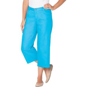 Woman Within Plus Size Stretch Denim Five-Pocket Capri Jeans(Paradise Blue)