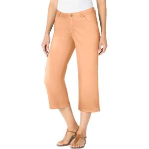 Woman Within Plus Size Stretch Denim Five-Pocket Capri Jeans(Peach Fuzz)
