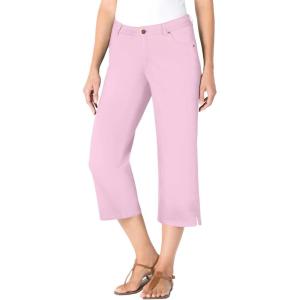 Woman Within Plus Size Stretch Denim Five-Pocket Capri Jeans(Pink)
