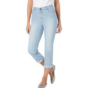 Woman Within Plus Size Stretch Denim Five-Pocket Girlfriend Jeans(Light Wash Sanded)
