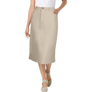 Woman Within Plus Size Stretch Denim Five-Pocket Jeans Skirt(Natural Khaki)