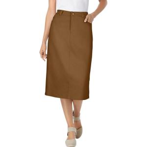 Woman Within Plus Size Stretch Denim Five-Pocket Jeans Skirt(Toffee)