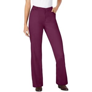 Woman Within Plus Size Stretch Denim Wide-Leg Five-Pocket Jeans(Deep Claret)
