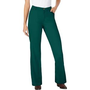 Woman Within Plus Size Stretch Denim Wide-Leg Five-Pocket Jeans(Emerald Green)