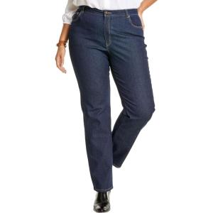 Woman Within Plus Size Stretch Denim Wide-Leg Five-Pocket Jeans(Indigo)