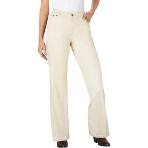 Woman Within Plus Size Stretch Denim Wide-Leg Five-Pocket Jeans(Natural Khaki)