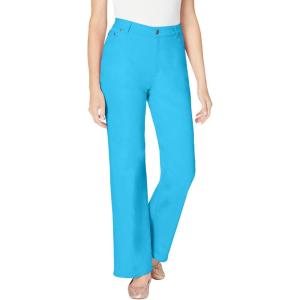 Woman Within Plus Size Stretch Denim Wide-Leg Five-Pocket Jeans(Paradise Blue)