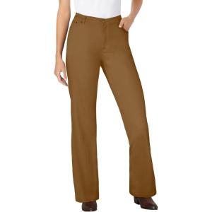 Woman Within Plus Size Stretch Denim Wide-Leg Five-Pocket Jeans(Toffee)