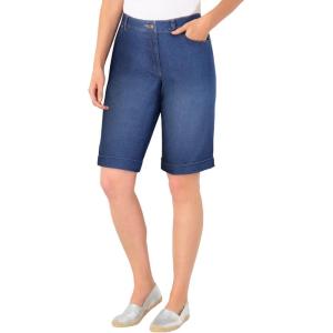 Woman Within Plus Size Stretch-Denim Five-Pocket Bermuda Jeans Shorts(Midnight Sanded)