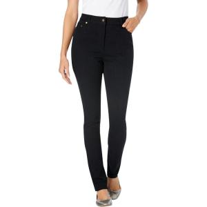 Woman Within Plus Size Stretch-Denim Slim-Leg Five-Pocket Jeans(Black Denim)