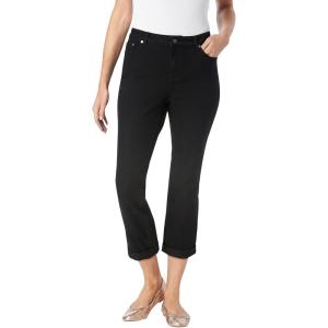 Woman Within Plus Size Tall Stretch Denim Five-Pocket Girlfriend Jeans(Black Denim)